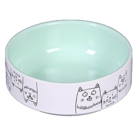 Миска Joy 3 кота керамическая для кошек 380 мл зеленый