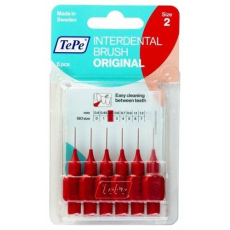 Зубной ершик TePe Original 2, red, 6 шт.