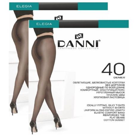 Колготки DANNI Elegia 40 den, размер 2, черный, 2 пары