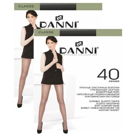 Колготки DANNI Classe 40 den, размер 3, черный, 2 пары