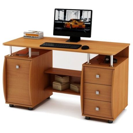 Компьютерный стол Владимирская мебельная фабрика Карбон-2, 130х60 см, цвет: вишня