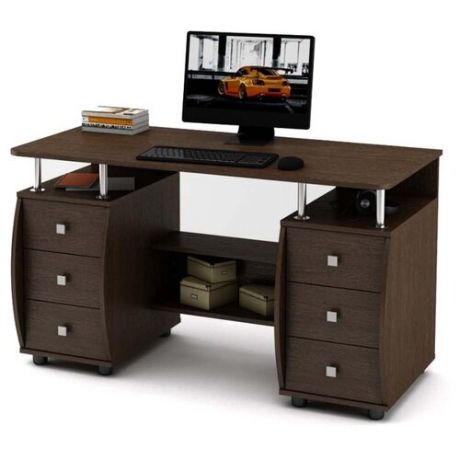 Письменный стол Владимирская мебельная фабрика Карбон-4, 130х60 см, цвет: венге