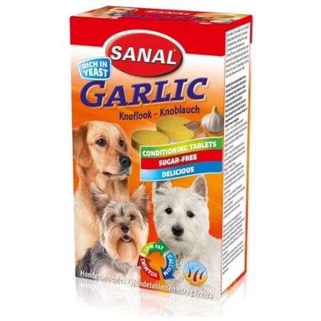 Добавка в корм SANAL Garlic с чесноком для собак и щенков 100 таб.
