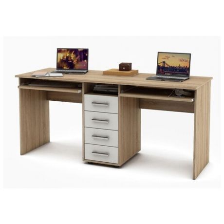 Компьютерный стол Владимирская мебельная фабрика Остин-8, 164х60 см, цвет: дуб Сонома/белый
