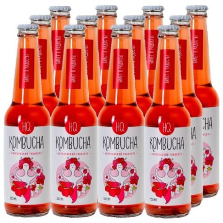 Комбуча HQ Kombucha Королевский гибискус, 0.33 л, 12 шт.