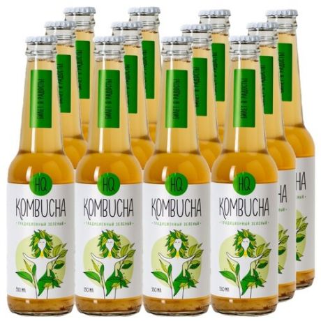 Комбуча HQ Kombucha Традиционный зеленый, 0.33 л, 12 шт.