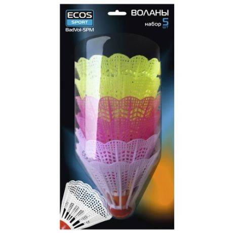 Набор воланов ECOS BadVol-5PM разноцветный