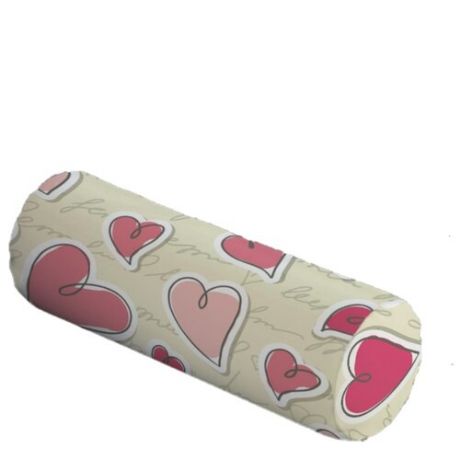 Подушка декоративная JoyArty Изобилие сердец, 45 х 16 см (pcu_43945) бежевый/розовый