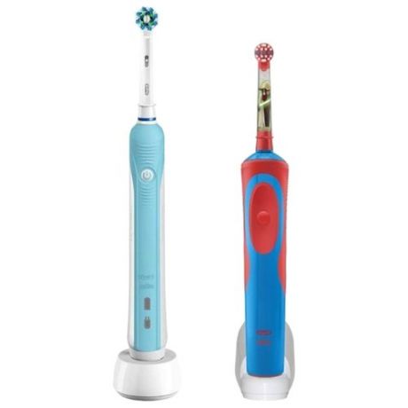 Электрическая зубная щетка Oral-B Pro 500 + Stages Power Звездные войны, белый/голубой/красный