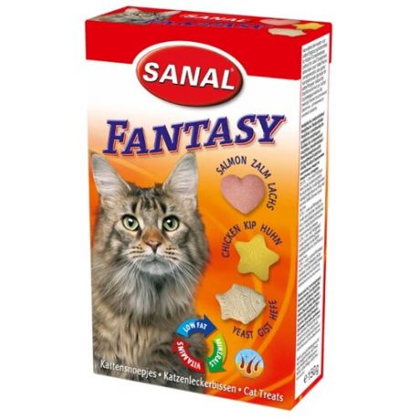 Добавка в корм SANAL Fantasy с курицей, лососем и ростками пшеницы для кошек и котят 150 г