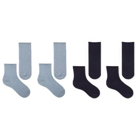 Носки НАШЕ комплект 4 пары размер 22, черный/серебристо-серый