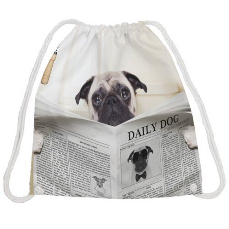 JoyArty Сумка-рюкзак Собака с газетой (bpa_41936) бежевый/черный