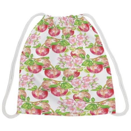 JoyArty Рюкзак-мешок Яблочный рай (bpa_15975) белый/розовый/зеленый