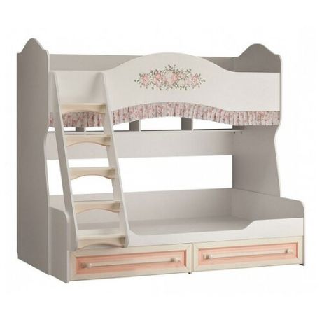Двухъярусная кровать детская MEBELSON Алиса, размер (ДхШ): 197.4х140.4 см, спальное место (ДхШ): 190х120 см, каркас: ЛДСП, цвет: белый/крем