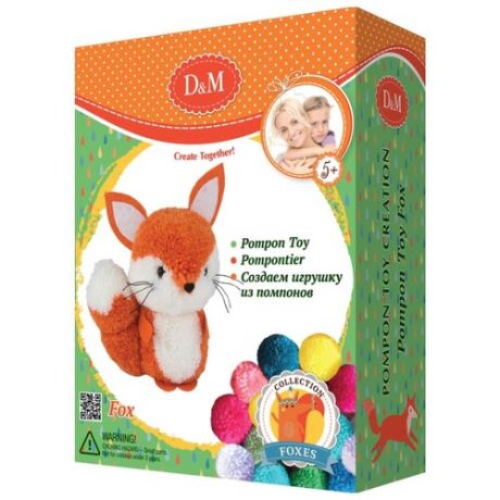 D&M Создаем игрушку из помпонов Лисенок (67829) оранжевый/белый