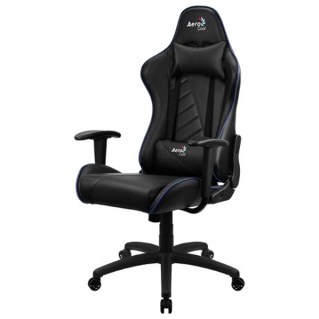 Компьютерное кресло AeroCool AC110 AIR игровое, обивка: искусственная кожа, цвет: черный/синий