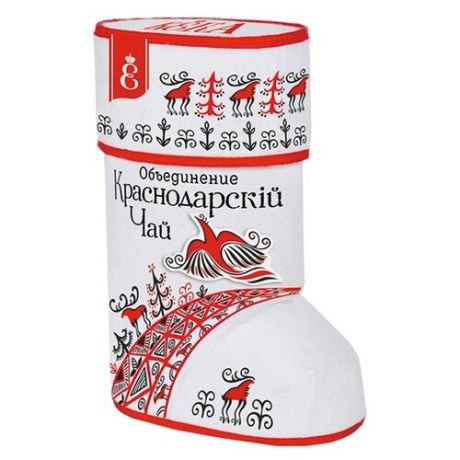 Чай черный Краснодарскiй ВЕКА Валенок Мезенская роспись подарочный набор, 70 г