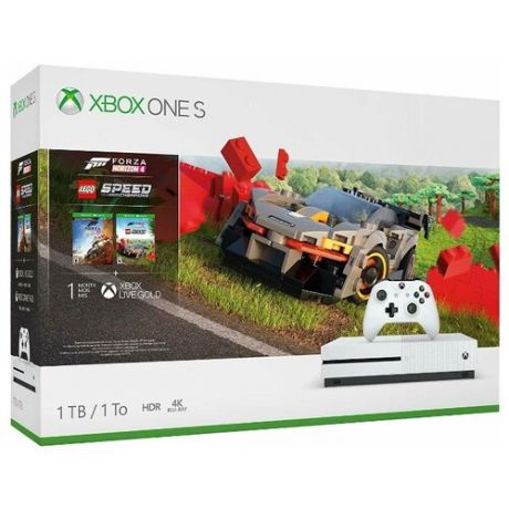 Игровая приставка Microsoft Xbox One S 1 ТБ белый + Forza Horizon 4 + LEGO Speed Champions + XboxLiveGold 1мес