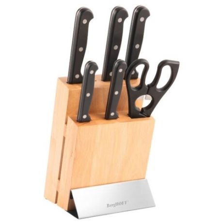 Набор BergHOFF Quadra duo 5 ножей, ножницы и подставка черный/серебристый