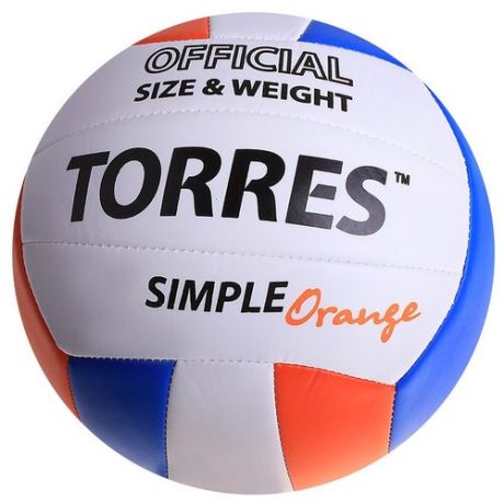 Волейбольный мяч TORRES SIMPLE ORANGE оранжевый/белый/синий