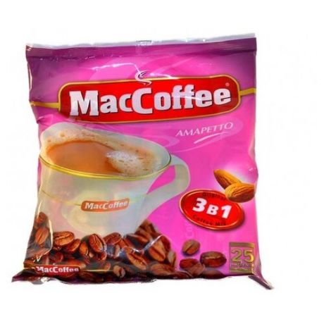 Растворимый кофе MacCoffee Амаретто 3 в 1, в пакетиках (25 шт.)