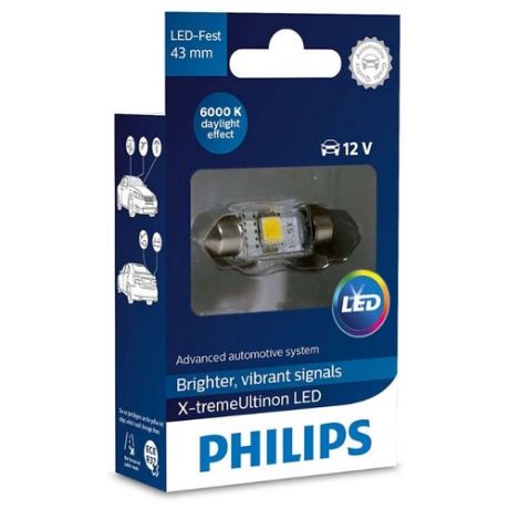 Лампа автомобильная светодиодная Philips X-tremeUltinon LED 129466000KX1 LED-FEST [43 мм] 1 шт.