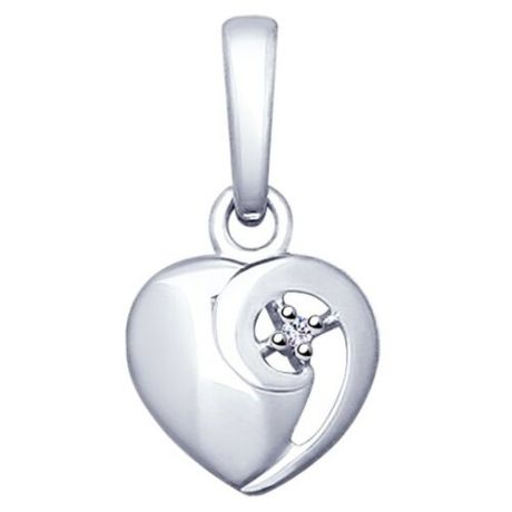 SOKOLOV Серебряная подвеска в виде сердца с бриллиантом 87030004