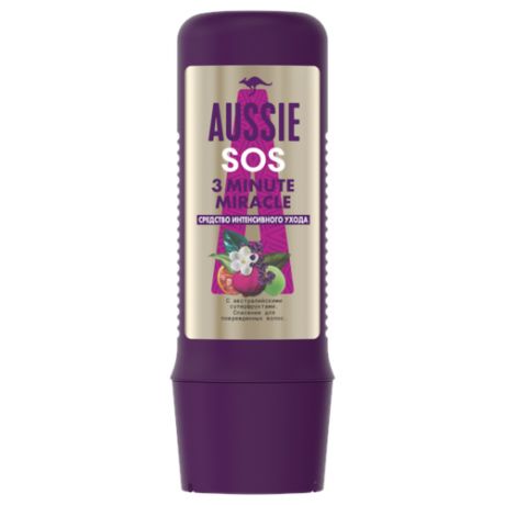Aussie 3 Minute Miracle SOS Средство интенсивного ухода с австралийскими суперфруктами для поврежденных волос, 225 мл