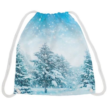 JoyArty Рюкзак-мешок Зима в лесу (bpa_44969) белый/голубой