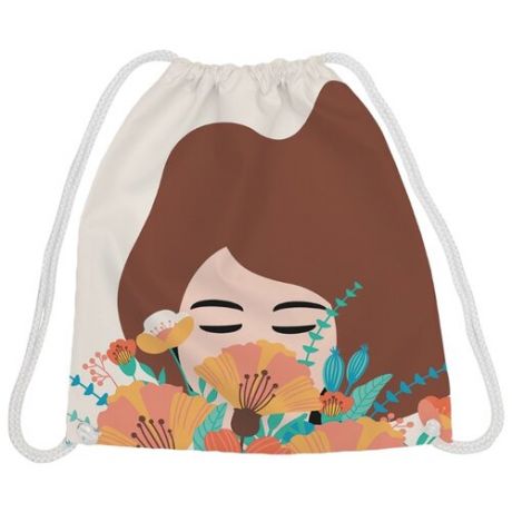 JoyArty Рюкзак-мешок Девушка с букетом (bpa_213171) бежевый/коричневый