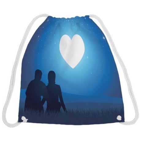 JoyArty Рюкзак-мешок Луна в форме сердца (bpa_53938) синий/белый