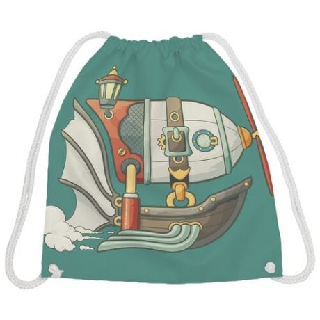 JoyArty Рюкзак-мешок Интересный дирижабль (bpa_51438) зеленый/бежевый