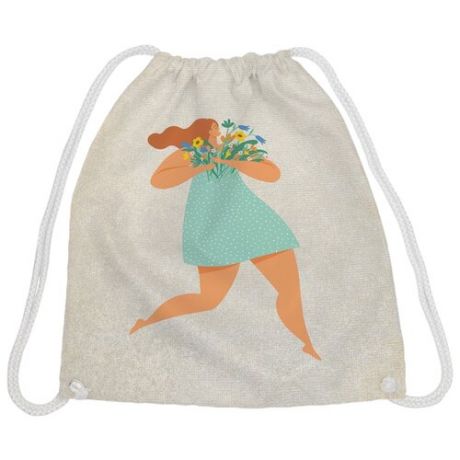 JoyArty Рюкзак-мешок Девушка в платье с букетом (bpa_213176) бежевый
