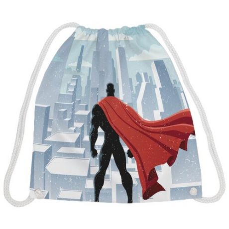 JoyArty Рюкзак-мешок Супергерой на страже города (bpa_38707) голубой/красный