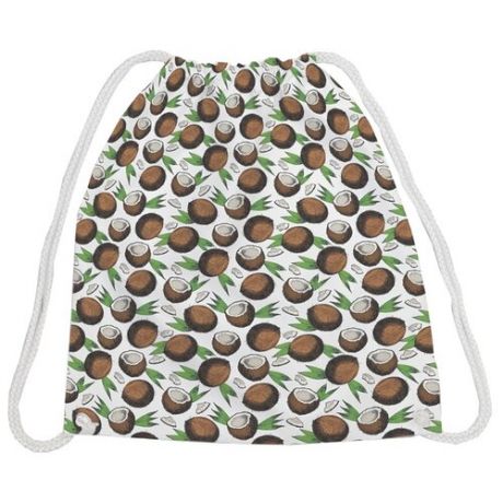 JoyArty Рюкзак-мешок Кокосовые половинки (bpa_70852) белый/коричневый/зеленый