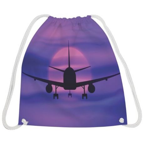 JoyArty Рюкзак-мешок Самолет в полете на закат (bpa_52017) фиолетовый