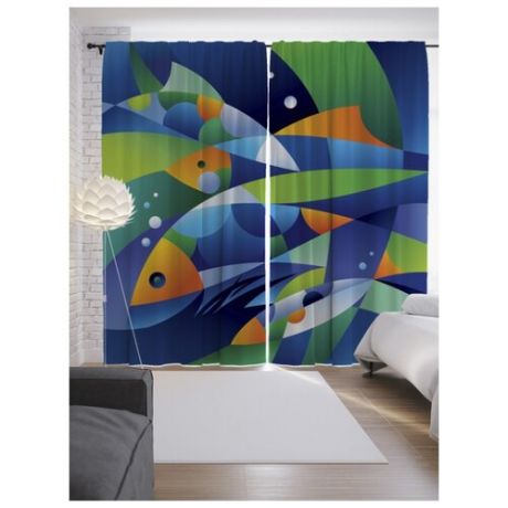 Портьеры JoyArty Красочная иллюзия с рыбами на ленте 265 см (p-19650)