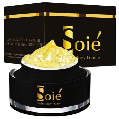 Крем-гель SOIE Anti-Aging Eye Cream with 24-K Gold and Hyaluronic Acid омолаживающий гиалуроновая кислота и 24К золото для кожи вокруг глаз 20 г