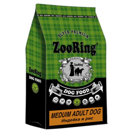 Сухой корм для собак ZooRing индейка с рисом 10 кг (для средних пород)