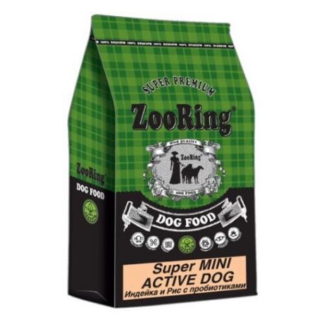 Сухой корм для собак ZooRing для активных животных, индейка с рисом 20 кг