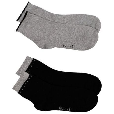 Носки Gulliver Baby комплект 2 пары размер 22-24, серый/черный