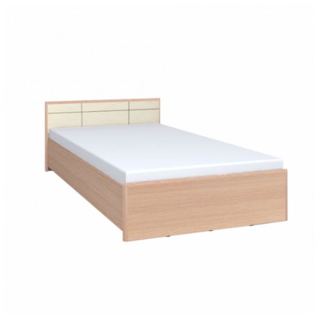 Кровать Глазовмебель Амели 3 полутораспальная, размер (ДхШ): 208х150.5 см, спальное место (ДхШ): 200х140 см, каркас: ЛДСП, обивка: искусственная кожа, цвет: дуб отбеленный