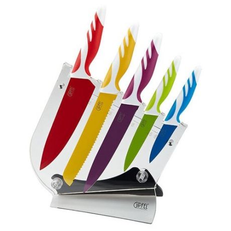 Набор GIPFEL Rainbow 5 ножей с подставкой разноцветный