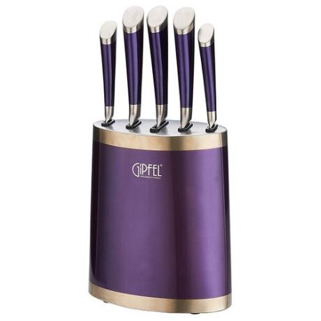 Набор GIPFEL Baron 5 ножей с подставкой 6666 фиолетовый / серебристый