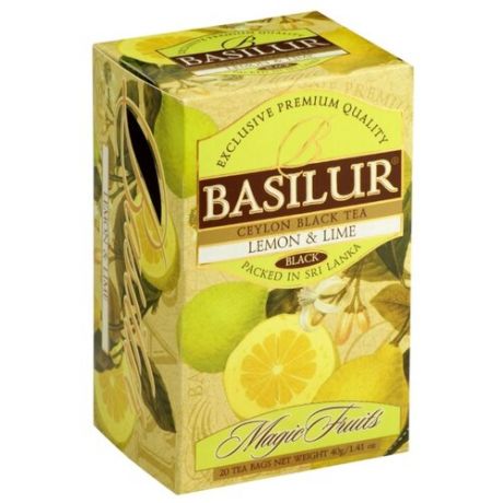Чай черный Basilur Magic fruits Lemon&Lime в пакетиках, 20 шт.
