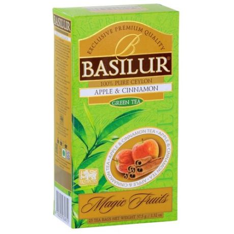 Чай зеленый Basilur Magic fruits Apple&Cinnamon в пакетиках, 25 шт.