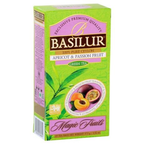 Чай зеленый Basilur Magic fruits Apricot&Passion fruit в пакетиках, 25 шт.