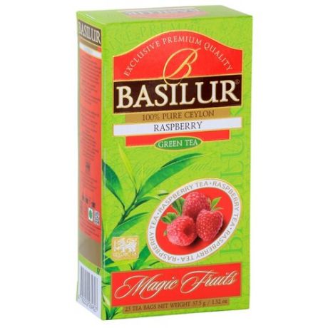 Чай зеленый Basilur Magic fruits Raspberry в пакетиках, 25 шт.