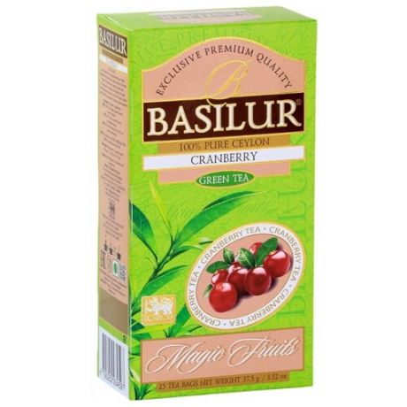 Чай зеленый Basilur Magic fruits Cranberry в пакетиках, 25 шт.