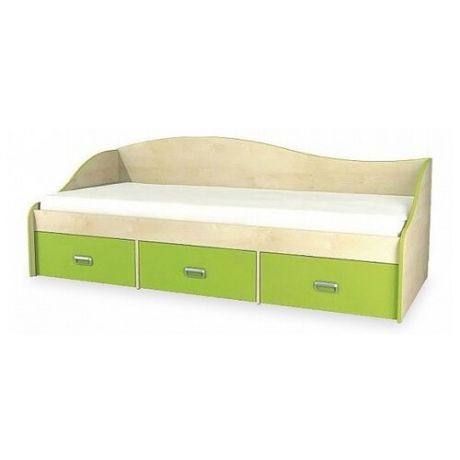 Кровать детская Мебель-Неман Комби МН-211-02 односпальная, размер (ДхШ): 195х87 см, спальное место (ДхШ): 190х80 см, каркас: ЛДСП, цвет: береза/лайм